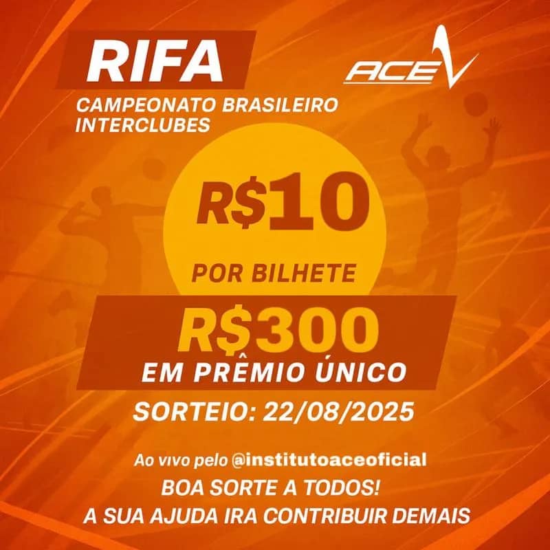 Imagem da campanha Rifa Solidária – Instituto Ace no CBI Sub-19