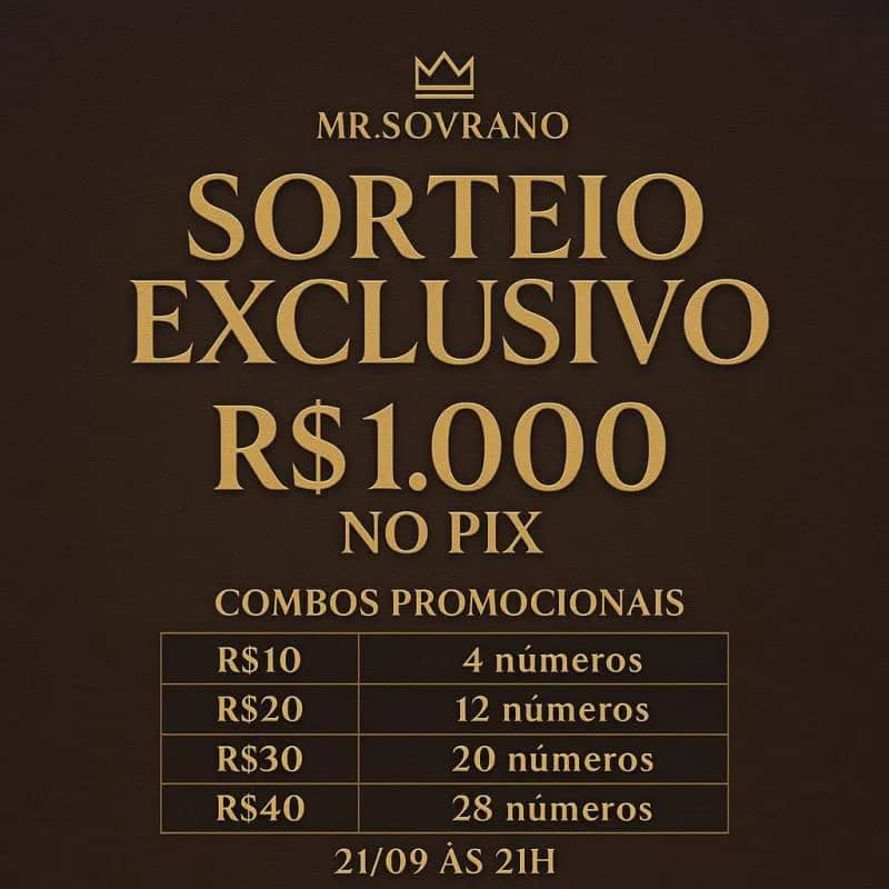 Imagem da campanha Sorteio Mr. Sovrano R$ 1.000,00 ou kit luxo em couro