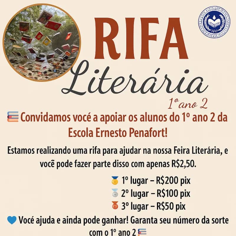 Imagem da campanha Rifa literária Do 1°ano 2