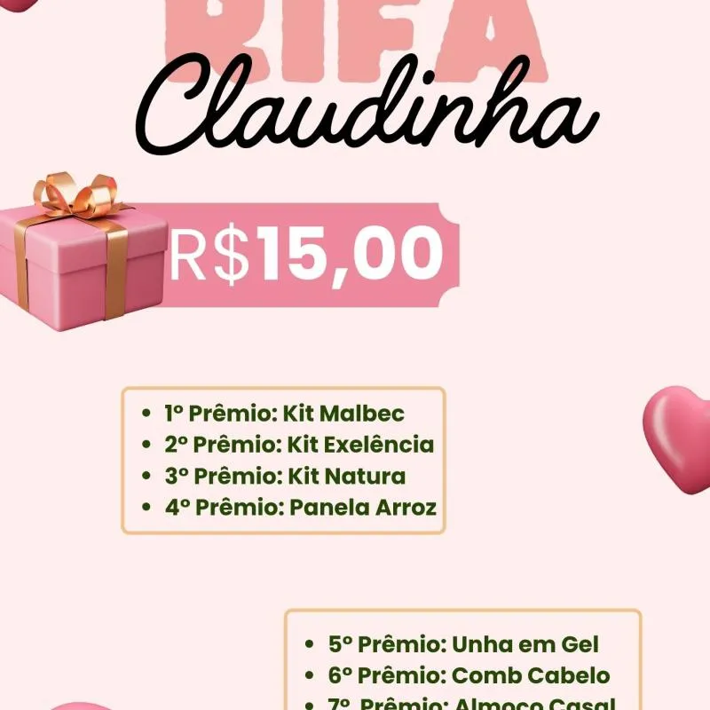 Imagem da campanha Rifa da Claudinha