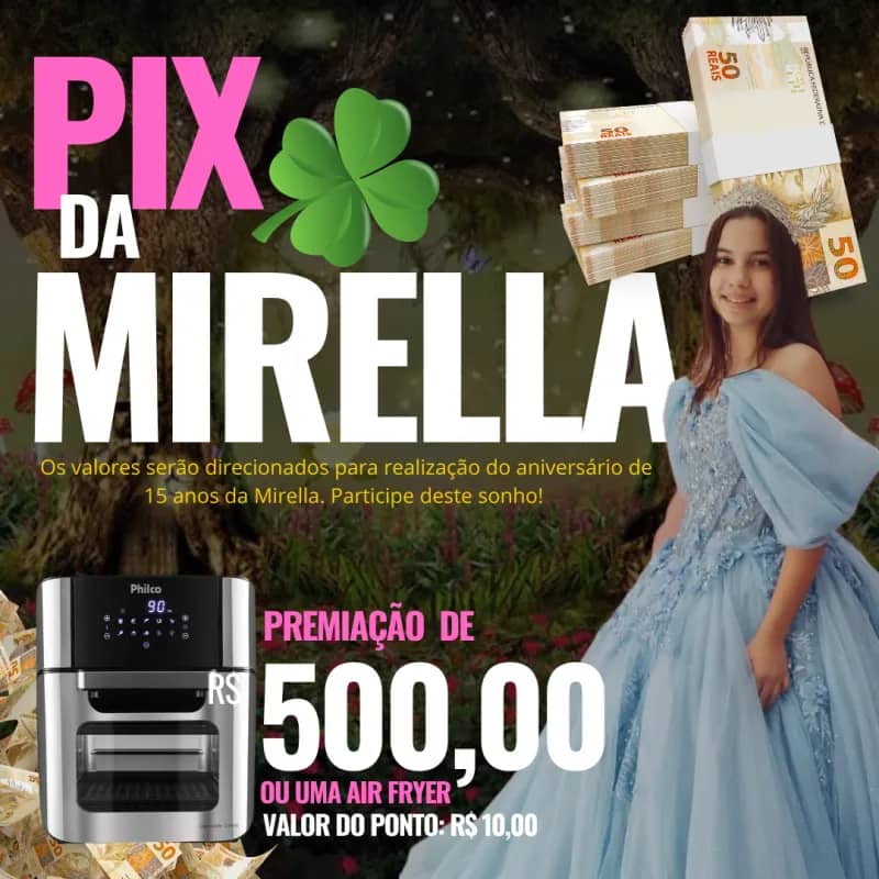 Imagem da campanha Sorteio de 15 anos