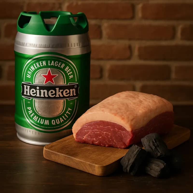 Imagem da campanha Kit barril de Heineken e uma picanha mas carvão é 2 coca cola