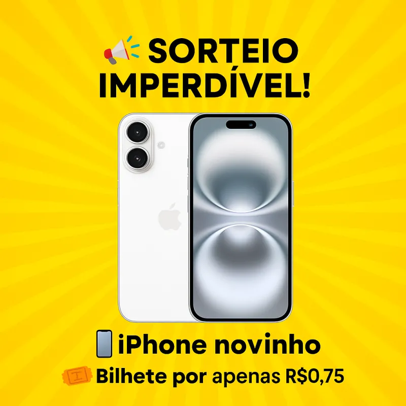 Imagem da campanha Sorteio Apple iPhone 16 128GB Branco 6,1" 48MP iOS 5G