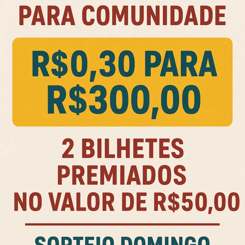 Imagem da campanha R$300,00 no pix 2 cotas premiadas