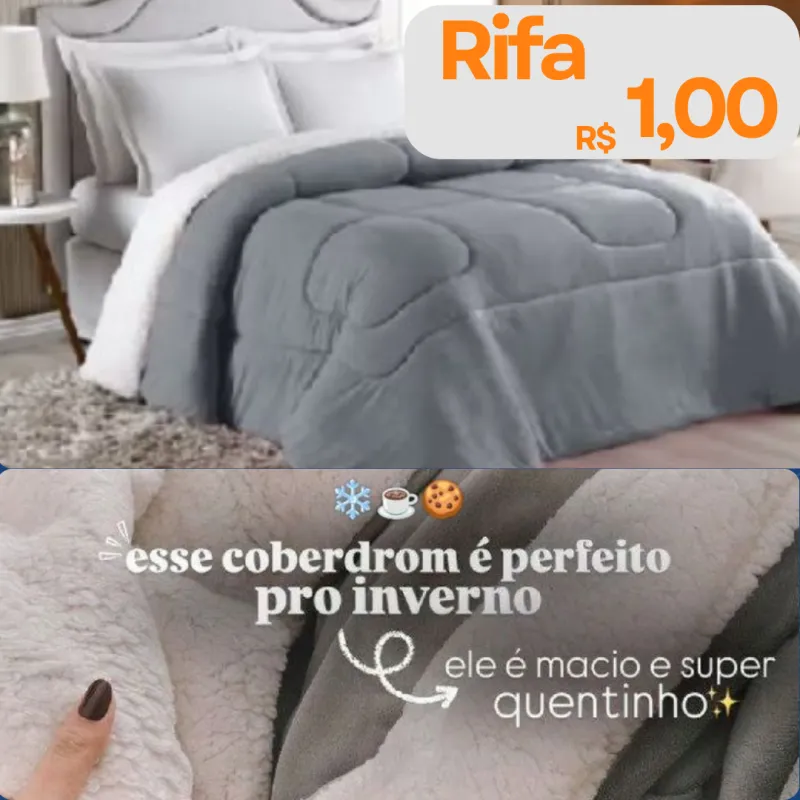 Imagem da campanha Rifa do Coberdrom Dupla Face Cinza e Creme🛏❄️