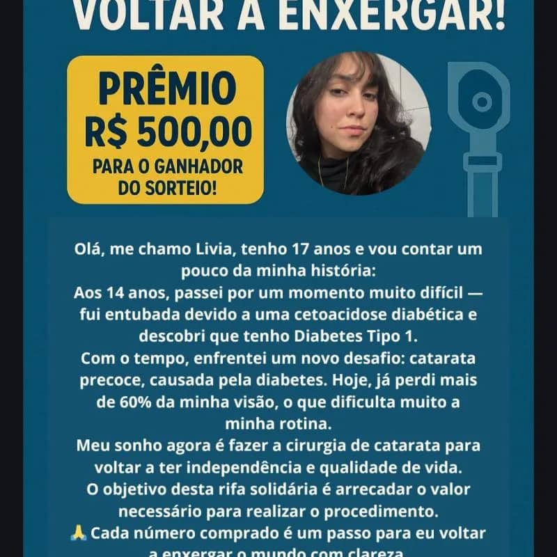 Imagem da campanha Ajude a Livia a Voltar a Enxergar