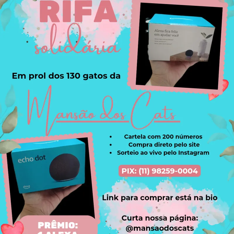 Imagem da campanha Rifa Solidária Mansão dos Cats