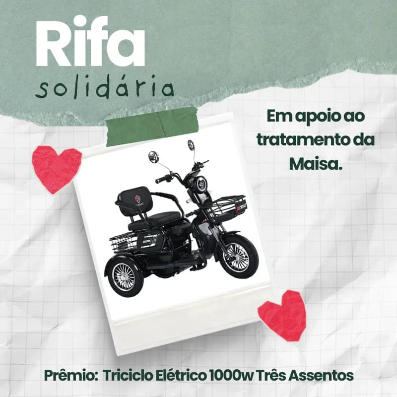 Imagem da campanha Rifa Solidária em apoio ao tratamento da Maisa