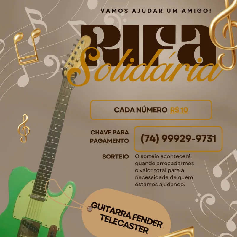 Imagem da campanha Rifa para tratamento de saúde do Sr. Eliele Ferreira dos Santos