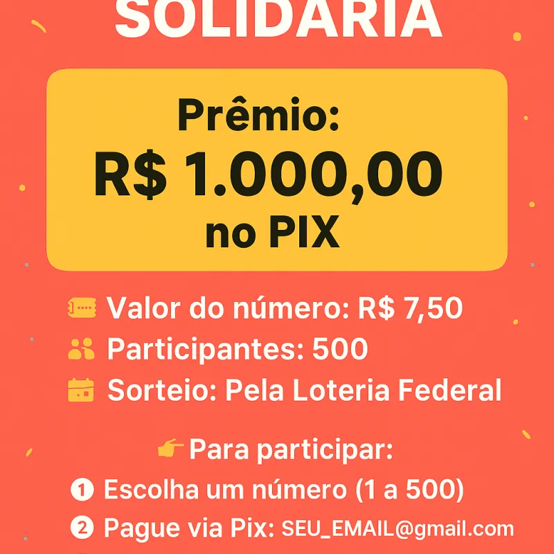 Imagem da campanha Mega rifa do pix