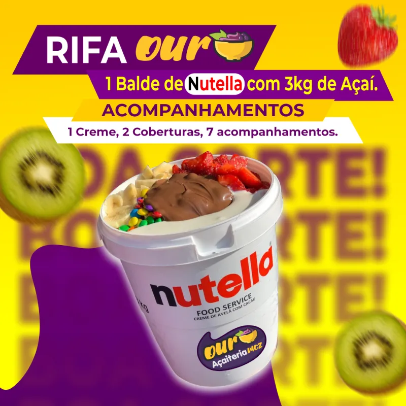 Imagem da campanha Balde Ouro Nutella com 3kg de Açaí dos Sonhos