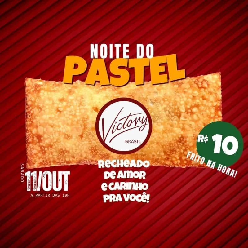 Imagem da campanha 1º Noite do Pastel Victory Brasil