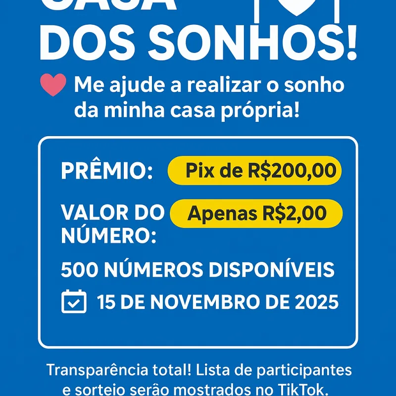 Imagem da campanha 🏠 “Rifa da Casa dos Sonhos”
