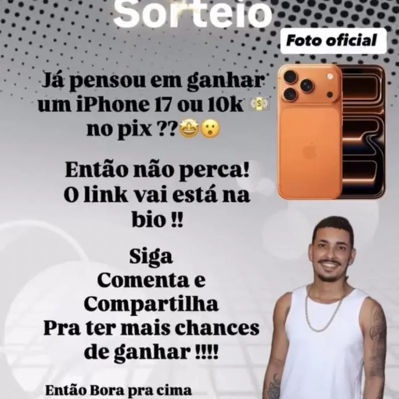 Imagem da campanha iPhone 17 pro ou 10 mil no pix