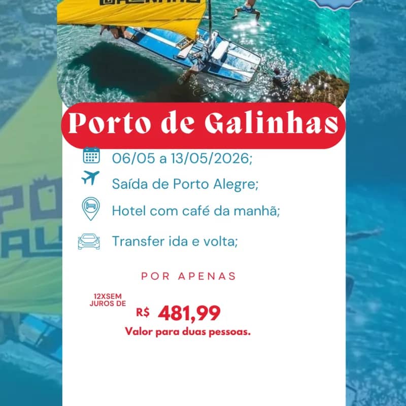 Imagem da campanha PACOTE DE VIAGEM PORTO DE GALINHAS
