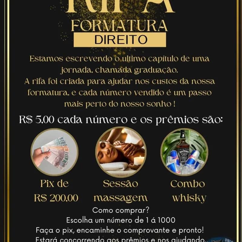 Imagem da campanha Rifa para formatura