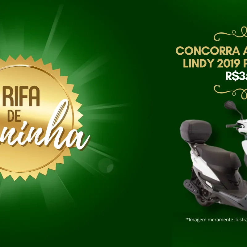 Imagem da campanha RIFA DE UMA MOTO LINDY 125 – ANO 2019 – COR BRANCAFA VANINHA -