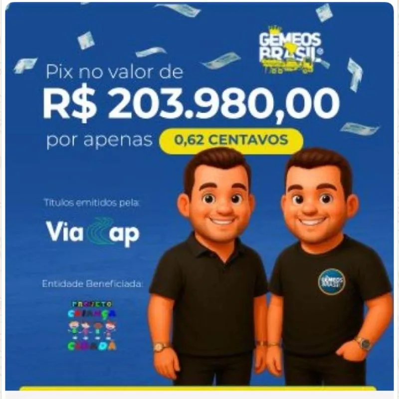 Imagem da campanha PIX DOS GÊMEOS $ 200K