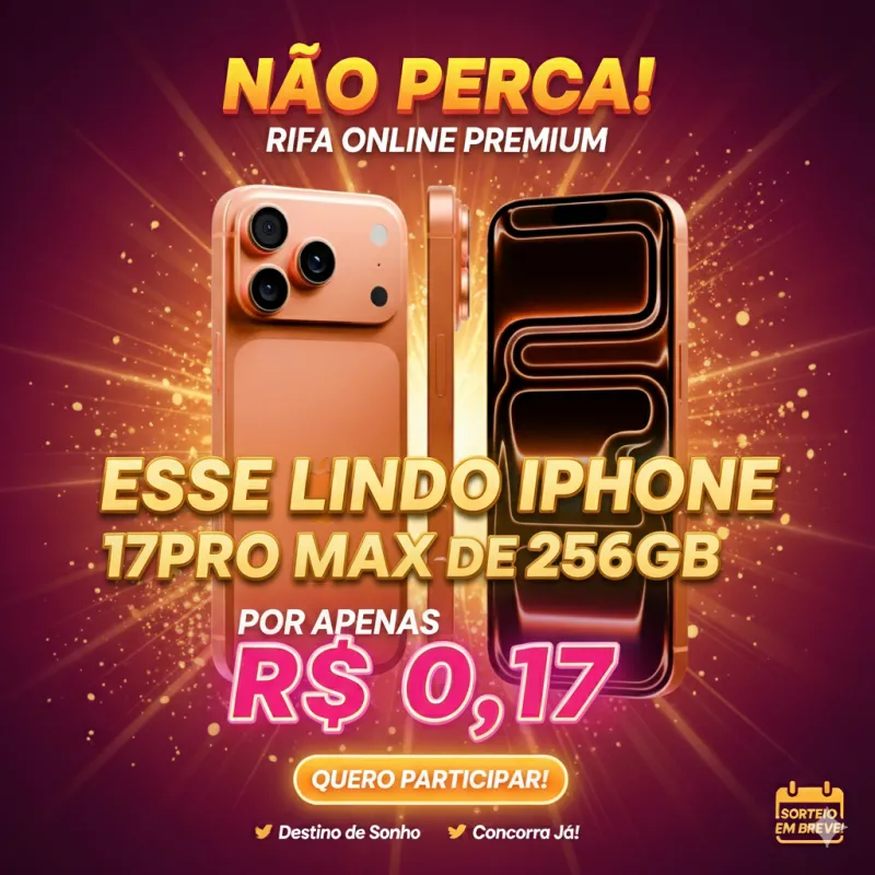Imagem da campanha 🍀 Rifa Oficial – iPhone 17 Pro Max 256gb 🍀
