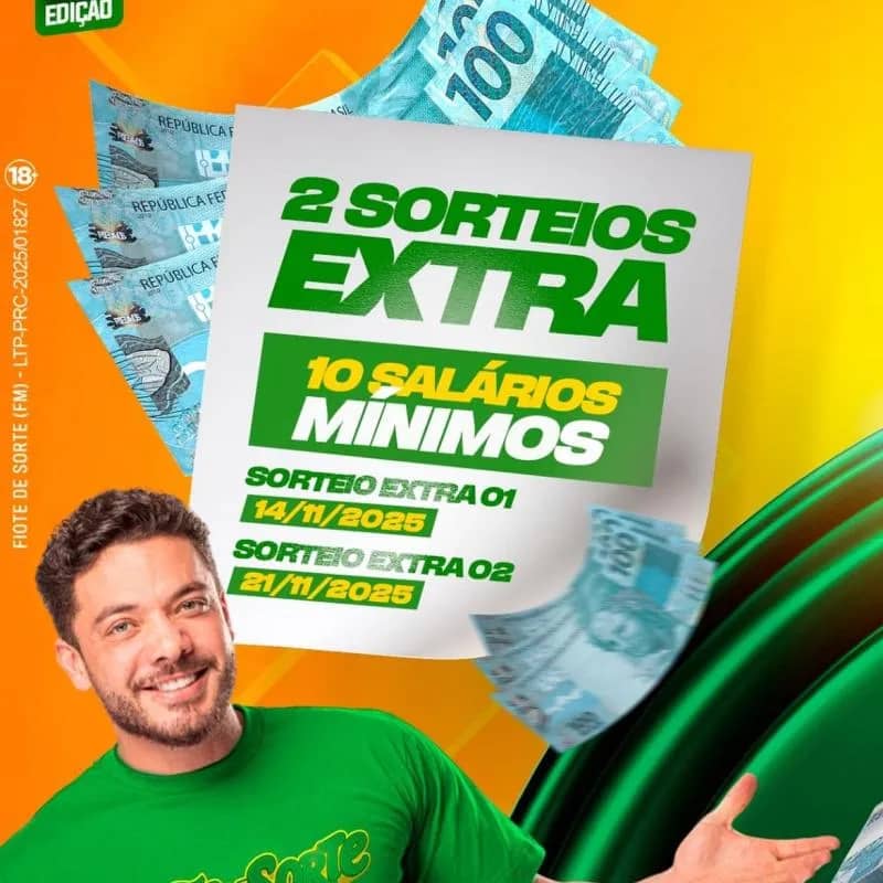 Imagem da campanha 🍀2 segundo sorteio extra dia 21/11/2025 prêmio 10 salário mínimo