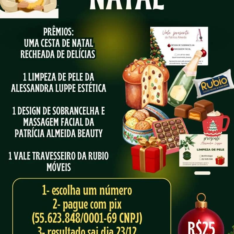 Imagem da campanha Rifa de Natal em prol da Fraternidade Espírita de Luz e Amor
