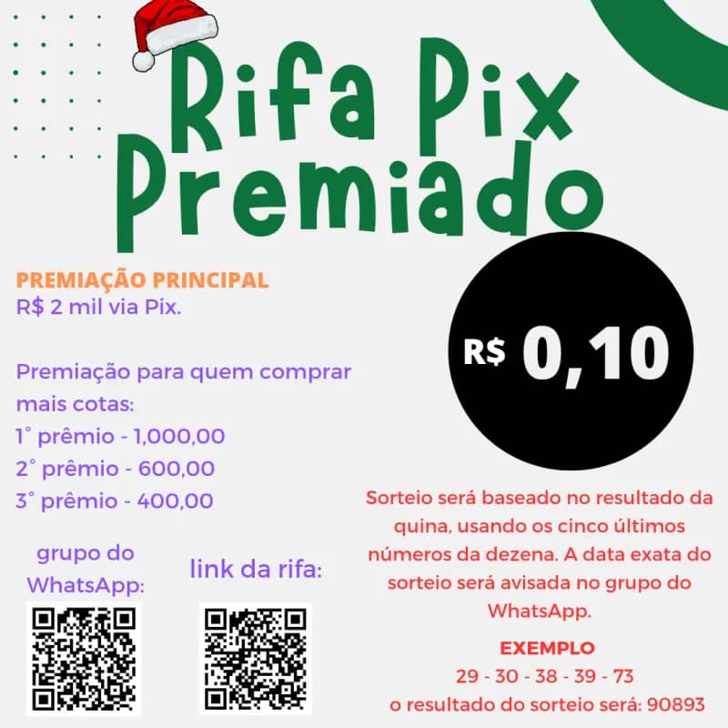 Imagem da campanha RIFA DE NATAL PIX PREMIADO 🤞🏻🍀💰🤶🏻