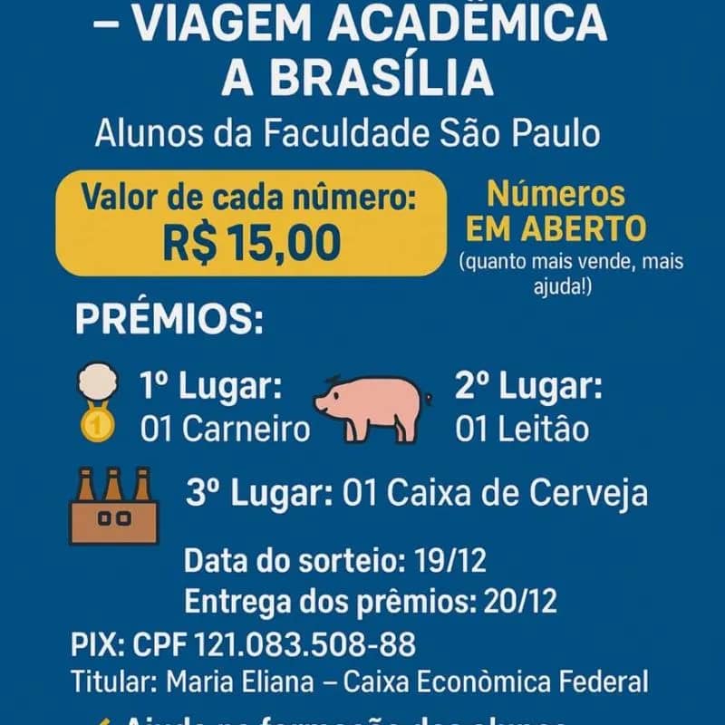 Imagem da campanha Viagem acadêmica/Brasilia