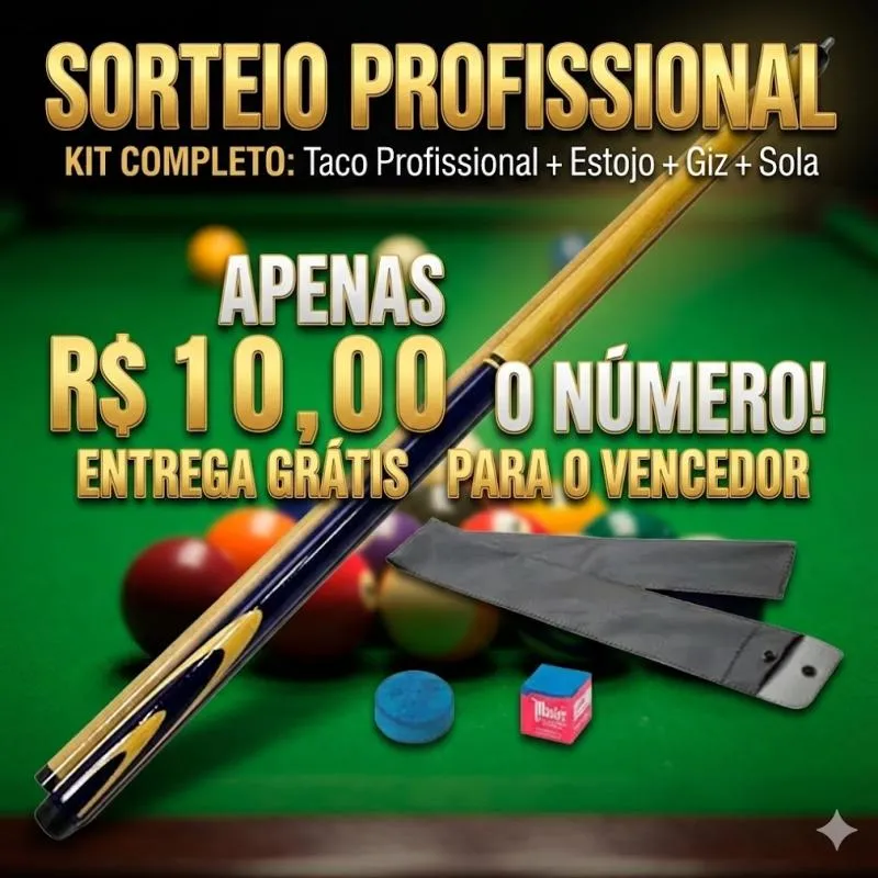 Imagem da campanha RIFA IMPERDÍVEL - GANHE UM TACÃO DE SINUCA PROFISSIONAL!