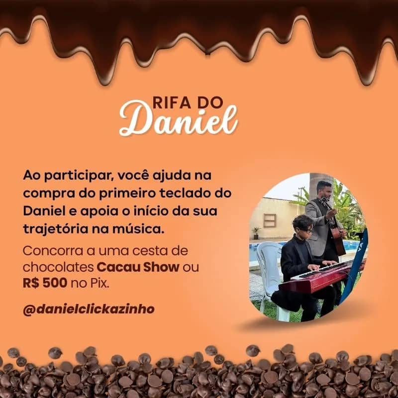 Imagem da campanha Rifa – O Teclado do Daniel