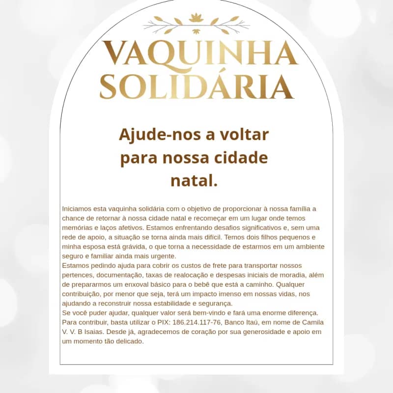 Imagem da campanha Ajude-nos a voltar para nossa cidade