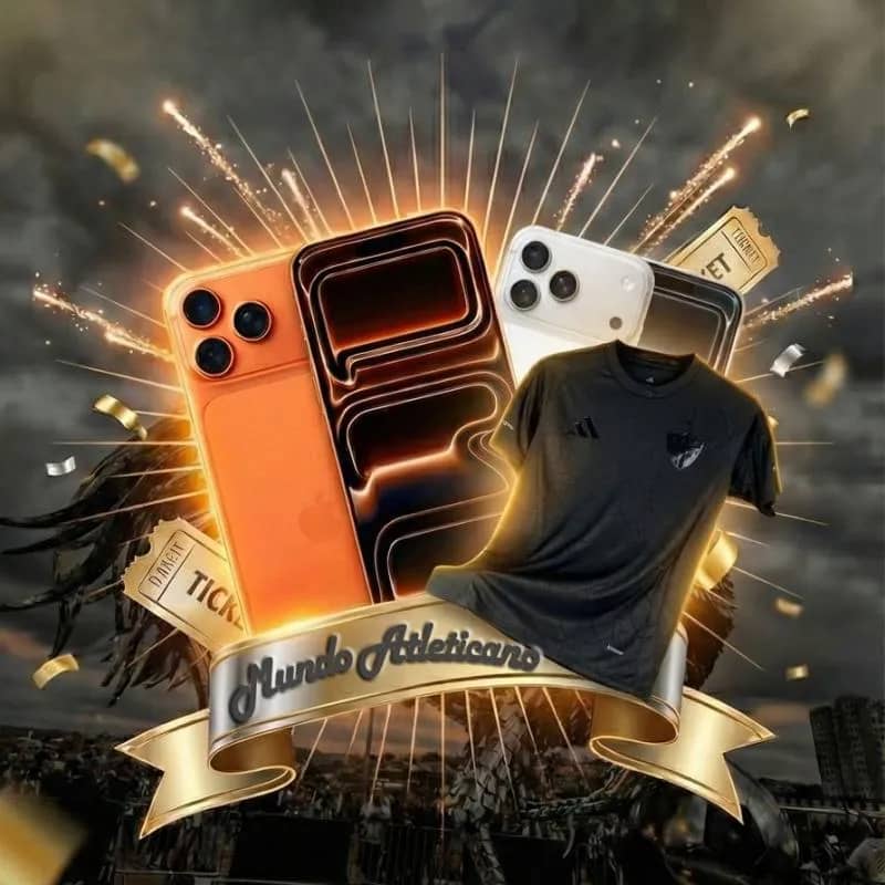 Imagem da campanha iPhone 17 Pro Max 256GB Lacrado + Camisa All Black do Atlético