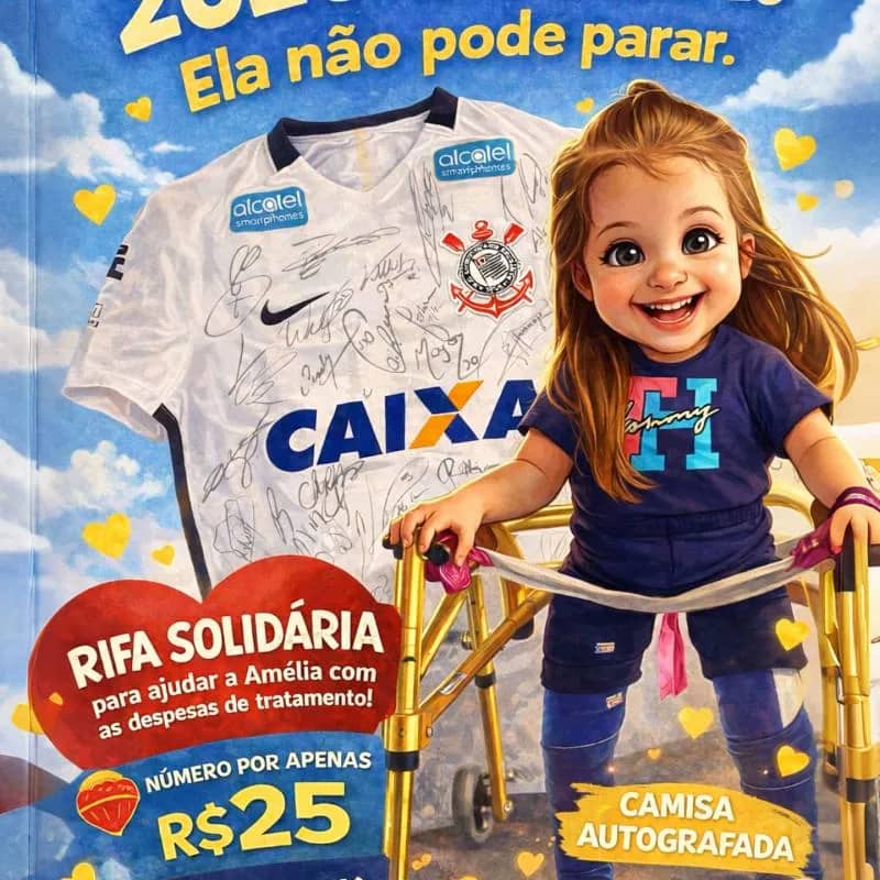 Imagem da campanha 2026 É DA MARIA AMÉLIA - CAMISA CORINTHIANS AUTOGRAFADA