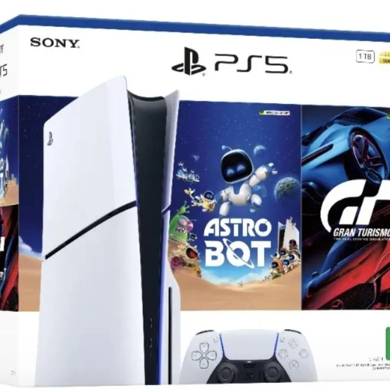 Imagem da campanha Console Playstation 5 + pacote Astro Bot e Gran turismo 7; 1 TB, cor branco.- o produto ou Pix no valor de R$ 3.500,00