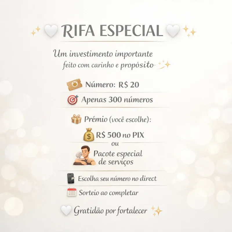 Imagem da campanha Rifa Especial – Aquisição de Novo Equipamento Profissional