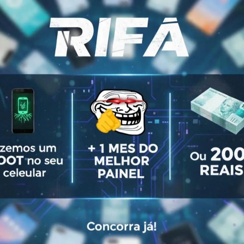 Imagem da campanha 🎁 RIFA PREMIADA | ROOT + PAINEL ou R$200 PIX! 🎯