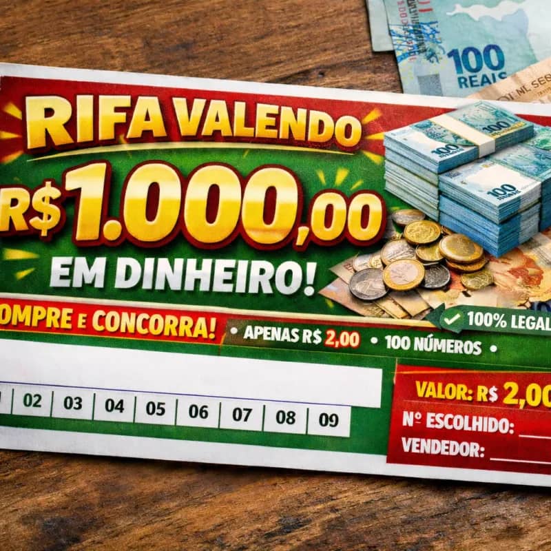 Imagem da campanha 🎯 Rifa Premiada – Concorra a R$1.000,00 em Dinheiro!