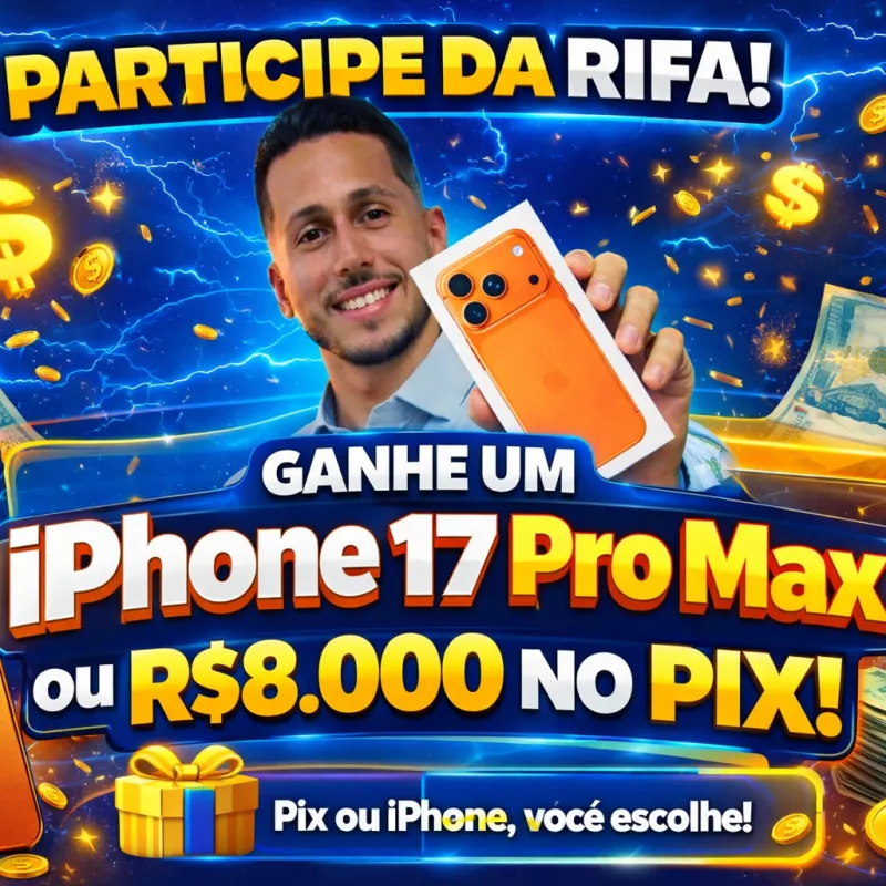 Imagem da campanha iPhone 17 Pro Max 256g Ou 8 Mil no Pix