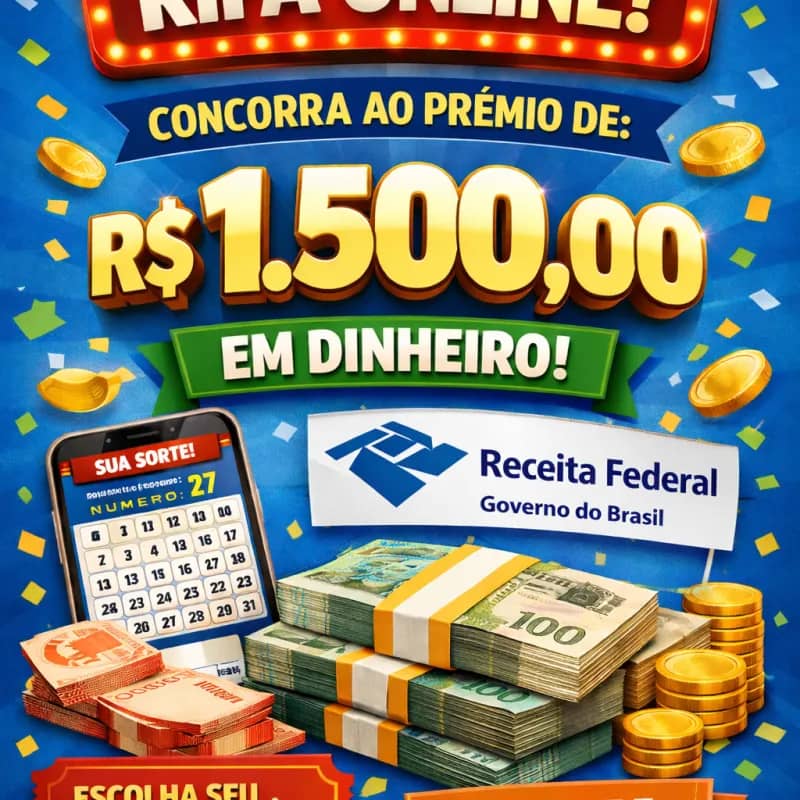 Imagem da campanha VALENDO R$ 1.500! SORTEIO PELA RECEITA FEDERAL