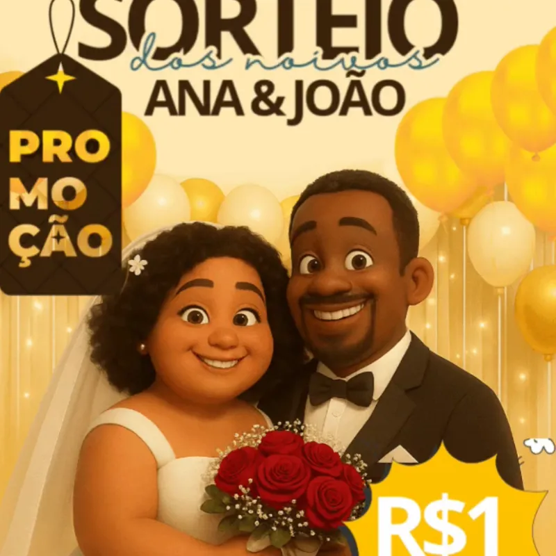 Imagem da campanha Sorteio dos noivos Ana e João