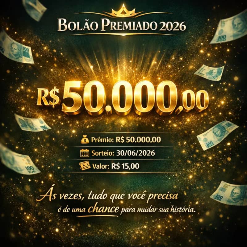 Imagem da campanha Bolão Premiado 2026