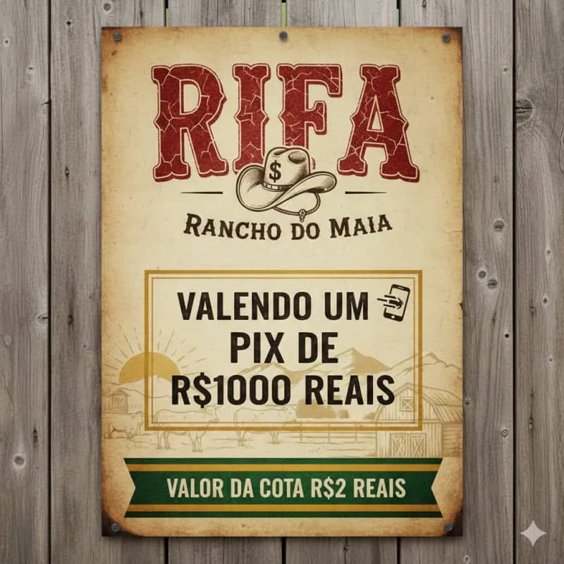 Imagem da campanha RIFA VALENDO PIX DE 1000 REAIS