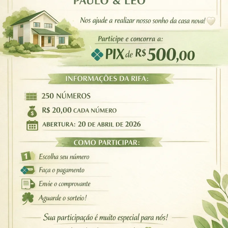 Imagem da campanha Chá de Casa Nova Paulo e Léo