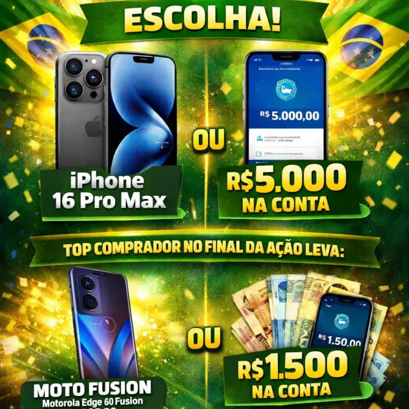 Imagem da campanha IPHONE 16 PRO MAX OU 5 K