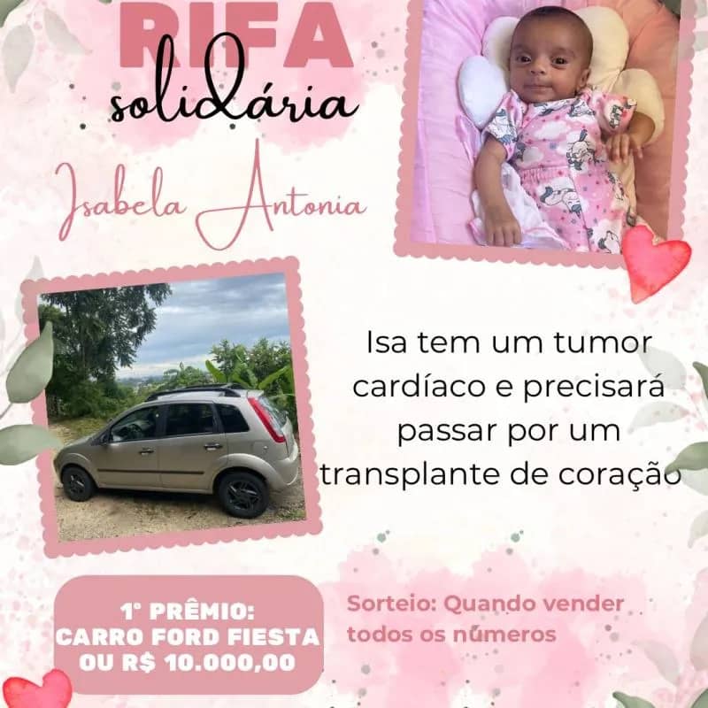 Imagem da campanha Rifa Solidária Isabela