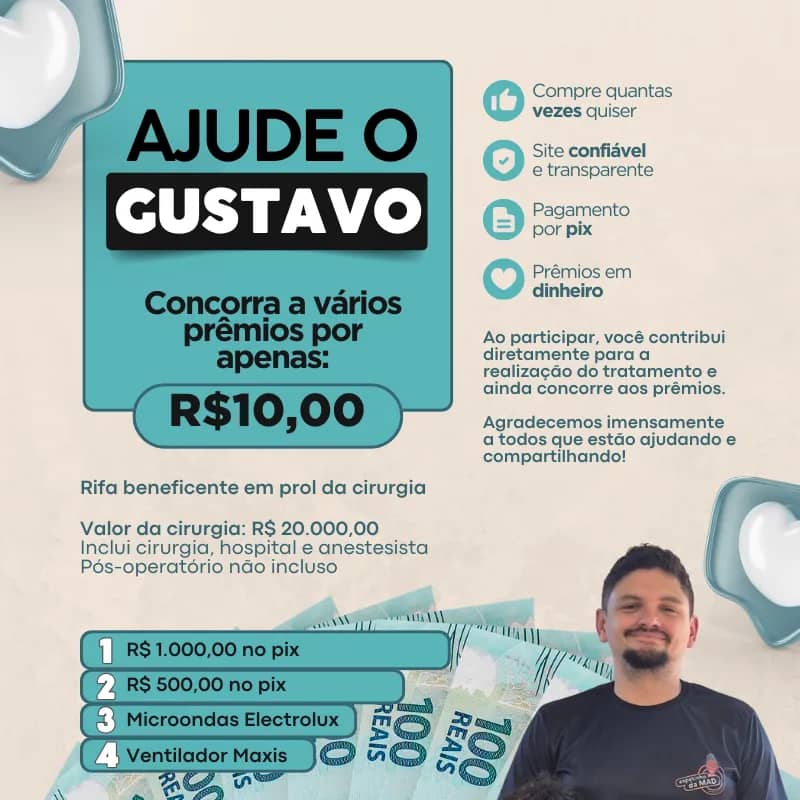 Imagem da campanha Ajude o Gustavo - Rifa beneficente
