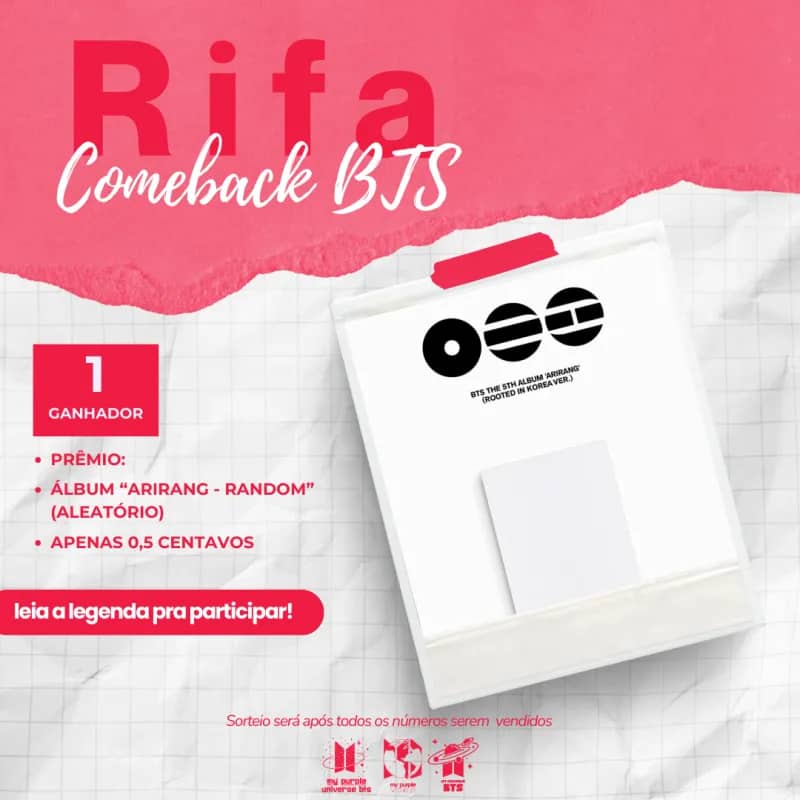 Imagem da campanha RIFA COMEBACK BTS
