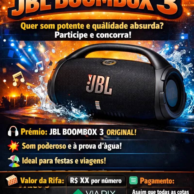 Imagem da campanha Rifa de uma JBL BOOMBOX 3