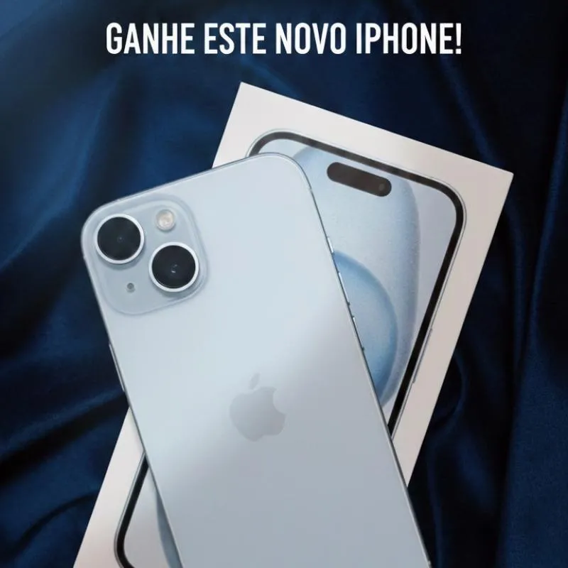 Imagem da campanha Rifa iPhone 15