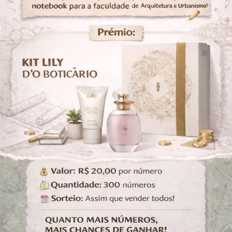 Imagem da campanha Rifa Solidária – Kit Lily O Boticário