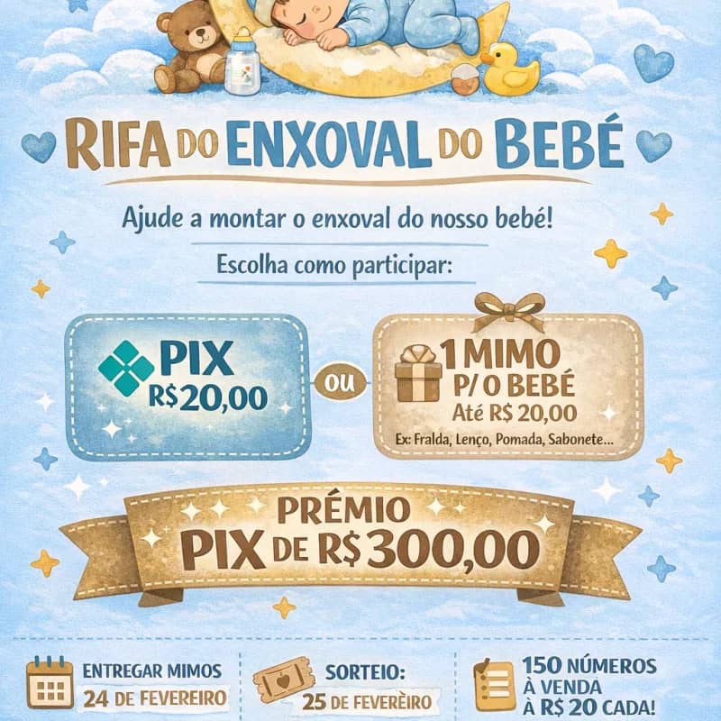 Imagem da campanha Ajude a montar o enxoval do nosso bebê!
